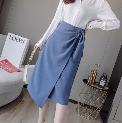 China YK0194A Lady Irregular Spring Skirt New Breathable High Waist Slit OL Bag Hip Skirt Women's Mid Length A-Line Skirt for sale