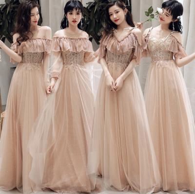 China YK0781A Breathable Temperament Mesh Evening Dress Plus Size Prom Dresses Floor Length Bridesmaid Dress for sale