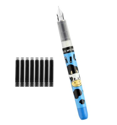 China Other Metals Dye Low Ink Cartridge Free Ink Plastic Fountain Pen For Student And Office Supply for sale