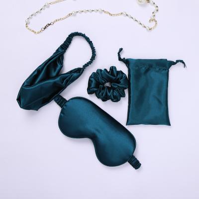 China Fashion New Fashion Luxury 19MM Soft Solid Colour 100% Silk Scrunchie Pillowcase Silk Eye Mask Set for sale