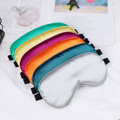 China Anti-wrinkle Customize Double Layer Elastic Strap Soft Eye Cover Travel Silk Sleep Eye Mask for sale