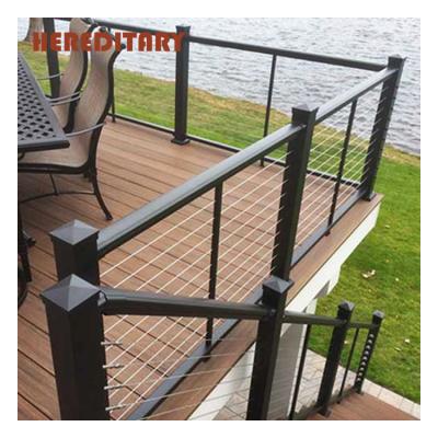 China Modern Outdoor Modern Aluminum Painted Aluminum Post Wire Rope Fence Deck Railing for sale