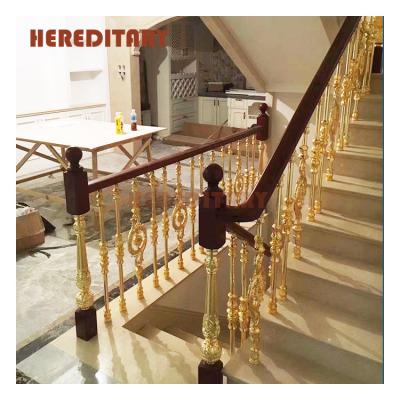 China Victorian Wholesale Gold Deck Carve Cast Aluminum Stair Railing for sale