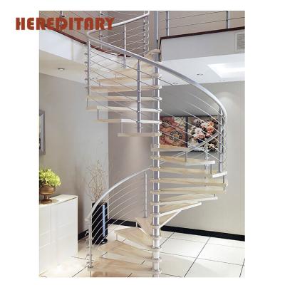 China Minimalist Modern Iron Spiral Stairs and Curved Shape Steel Bar Spiral Staircase Design for sale