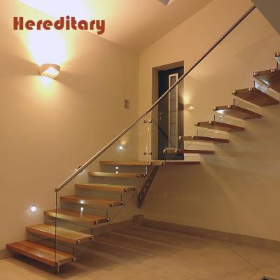 China Contemporary Indoors Models Floating Stairs Glass Stair Railing Treads Wooden Stair Kits for sale