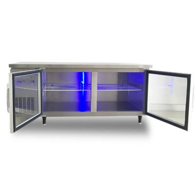 China Commercial Single-Temperature Hotel Restaurant Kitchen 2 Door Display Fridge Counter for sale