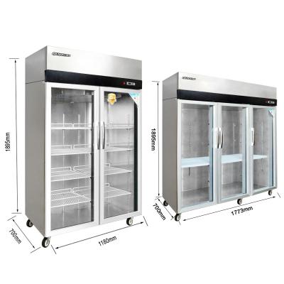 China Commercial Single-temperature 1300L 3 Door Air Cooling Three Glass Display Fridge For Supermarket for sale