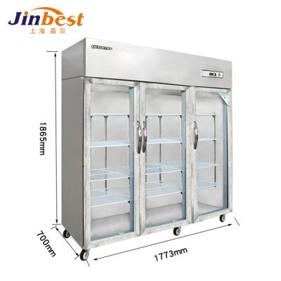 China Single-Temperature Display Commercial Fridge 3 Door Glass Beer Fridge Beverage Cooler and Fridge for sale