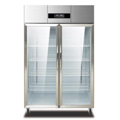 China Jinbest Luxury Large Single-temperature Glass Display Refrigerator 2 Door Upright Refrigerator Showcase for sale