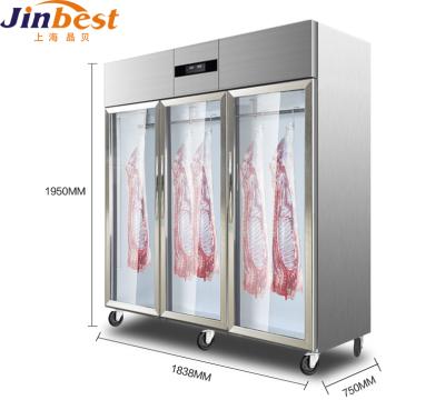 China Single-temperature Restaurant Glass Door Meat Display Static Cooling Hanging Refrigerator for sale