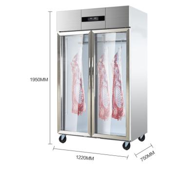 China Single-Temperature Restaurant 2 Door Static Cooling Glass Meat Display Showcase for sale