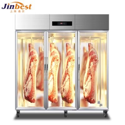 China Single-temperature 1500L Supermarket Butcher 3 Door Glass Meat Display Fridge for sale