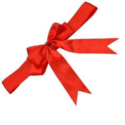 China Sustainable Manufacturer Customization 4cm Polyester Red Bow With Six Ears Plus Recycled Rubber Band Ribbon Bow For Bulk Packaging Garlands for sale