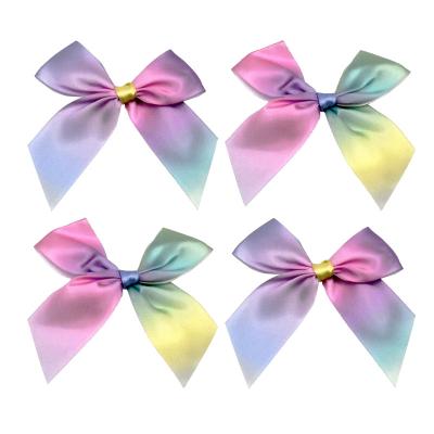 China Factory Custom 4cm Polyester Gradient Hand Tie Bow Apparel Gift Box Viable Gift Wrap Ribbon for sale