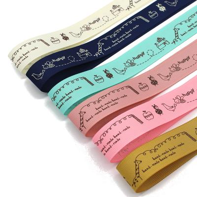 China Multi-color line multi-specification silk ribbon multi-specification viable pattern polyester ribbon apparel accessories gift packing factory customized for sale