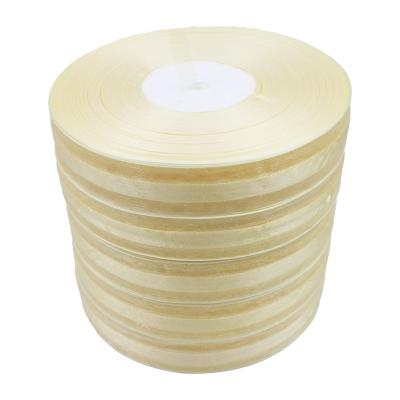 China Viable Manufacturers Wholesale Medium Beige 25mm Satin Edge Yarn Ribbon Gift Apparel Wrapping Ribbon for sale