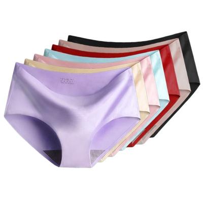 China Dropshipping Wholesale Custom Made Comfortable Spandex Comfortable Ice Silk Lady Seamless Panties Women Briefs Breathable Underwear for sale