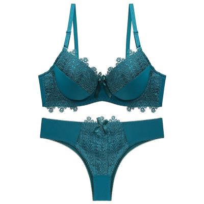 China Factory Wholesale Customized Hot Breathable Bra Panties Set Lace Flower Fashion Sexy Underwear Women Bra Set Western for sale