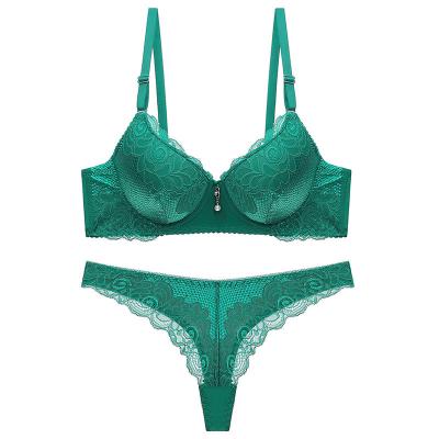 China Factory Wholesale Customized Hot Breathable Bra Panties Set Sexy Lace Flower Fashion Underwear Women Bra Set Lift Up Bar Underwear for sale