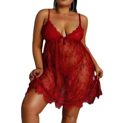 China Cheap Price 3XL Spandex/Nylon Plus Size Women's Underwear Sexy Two Piece Lingerie Sets Female Pajamas Dress Transparent for sale