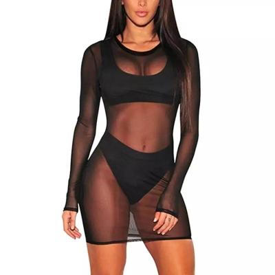 China European and American Sexy Bikini Underwear Mesh Breathable Tight One-piece Pajamas Long Sleeve Temptation Pajamas Sets for sale