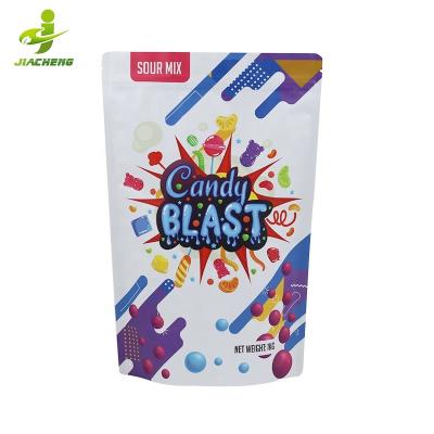 China JIACHENG Disposable stand up silver foil self seal doypack silver doypack colorful mylar candy packaging weigher bags with zipper for sale