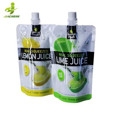 China JIACHENG Moisture Proof Liquid Filling Sealing Plastic Bag Drink Water Bag 250ml 32oz 1 Liter Aluminum Foil Beverage Juice Pouches With Spout for sale