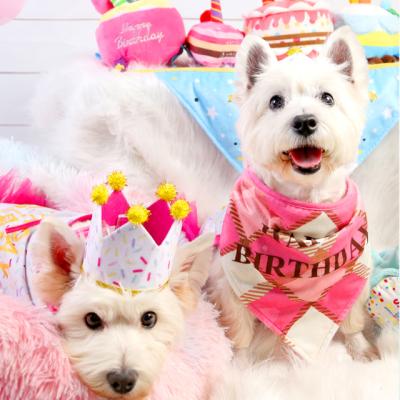 China Viable New Arrival Dog Birthday Bandana Collar Hat Toy Set Cute Cat Bow Tie Scarf Birthday Party Decoration for sale