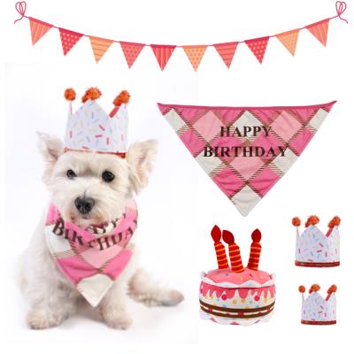 China High Quality Viable Happy Birthday Party Girl Pet Cake Toy With Candles Triangle Bibs With Cute Biting Cake Scarf Accessory for sale