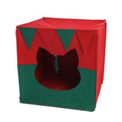 China Eco-friendly Felt Star Breathable Products Christmas Cat Cave Bed For Indoor Cats Kittens for sale