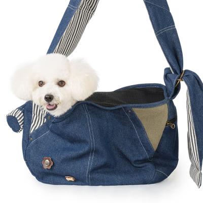 China Petsinn Durable Soft Denim Fabric Convenient Cheap Pet Sling Bag For Traveling Sling Expandable Dog High End Universal Hot Product for sale