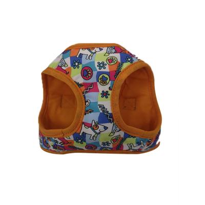 China Viable New Design Printing Customizable Mesh Polyester Lattice Pet Adjustable Dog Harness for sale