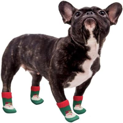 China New Sustainable Style Christmas Indoor Custom Printed Woolen Socks With Non-slip Bottom For Dog Socks Set Outdoor Rise for sale