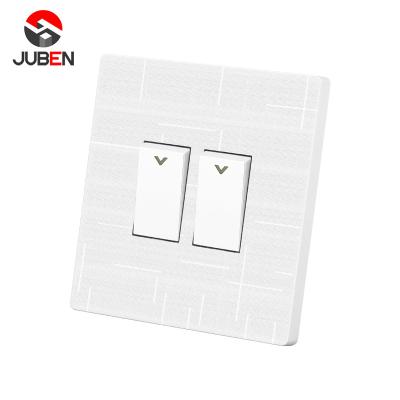 China PC Easy To Install Environmental Friendly 2 Gang 1 Way Indoor Switch White Wall Switch Socket for sale