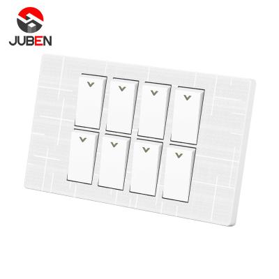 China New Hot Selling PC Design Fireproof Easy To Install 8 Gang Light PC Wall Switches Panel for sale