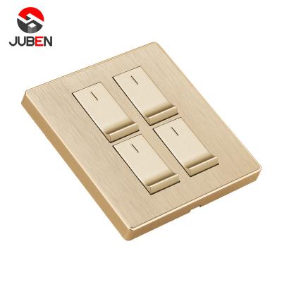 China Environmental Friendly Hardware 4 Band 1 Way Switch Modern Luxury PC Wall Switch For Hotel for sale