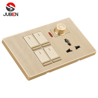 China PC Factory Manufacture 4 Gang Switch Wall Switch Electrical Socket With Indicator And Dimmer for sale