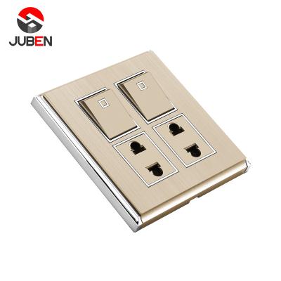 China Environmental Friendly Material 2 Gang 2 Socket Electrical PC Wall Socket And Switch For Hotel for sale