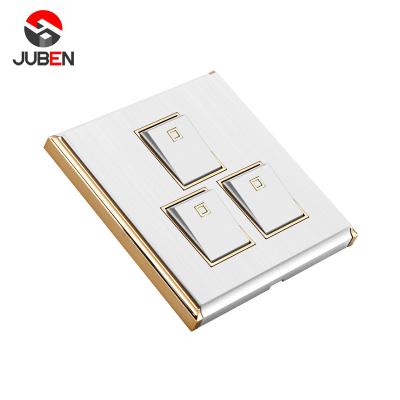 China High Temperature Fireproof PC Material 3 Gang 1 Way Switch Panel Hotel Wall Switch for sale