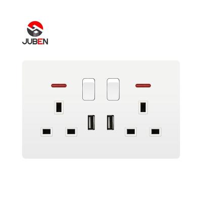 China Universal 2022 Pc China Wall Power 13a 2 Gang Switch 2 Socket With Neon Sign for sale