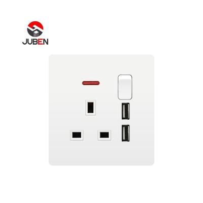 China Extreme Thin Pc China Wall 2 Usb 13a 1 Strip Electrical Switches And Multi Function Sockets for sale