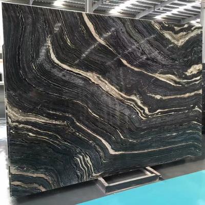 China Traditional High Quality Cheap Chinese Antique Black Zebra Marble Wood Grain Book Match Marble Stone Slabs for sale