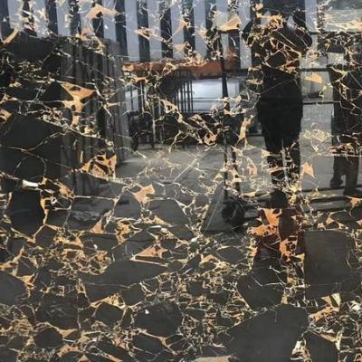 China Modern Black Portoro Gold Marble Slabs Cut For Wall Tiles Bathroom for sale