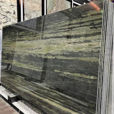 China Wholesale Modern Home Project Decor Green Quartzite Stone Slab Bamboo Verde Quartzite Slabs for sale