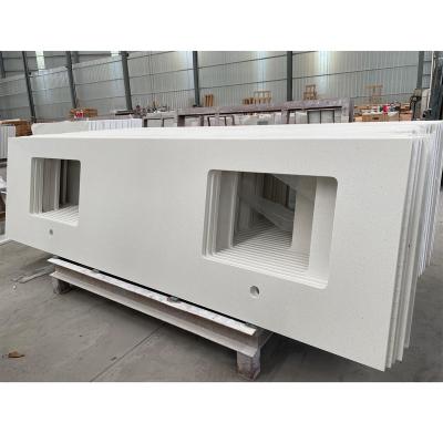 China Modern Star Lite Jade White Galaxy Quartz Countertop Vanity Tops Kitchen Worktop White Countertops for sale