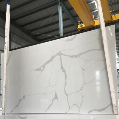 China Morden Calacatta Calacatta Gold Exterior Solid White Quartz Slab for Kichen and Bathroom Vanity Countertops for sale