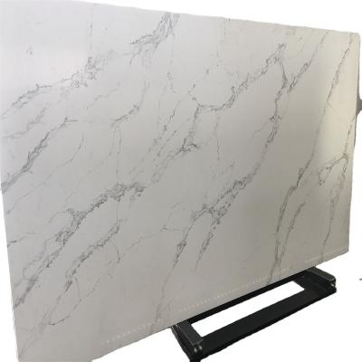 China Modern Cheapest Price Stone Calacatta Artificial White Marble Quartz For Bathroom Vanity Top for sale