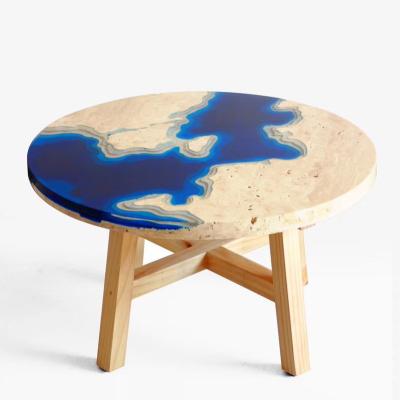 China Tavertine Resin Round Coffee Table Tops Traditional Modern Designed Beige Creative Marble Top Dining Table for sale