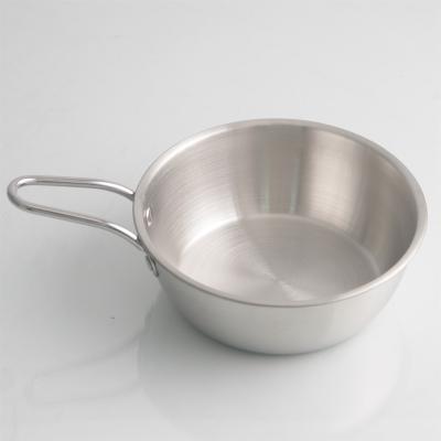 China Wholesale Hot Selling Food Grade 304 Stainless Steel Viable Factory Wine Bowl with Handle for Camping Cooking Picnic or Kitchen for sale