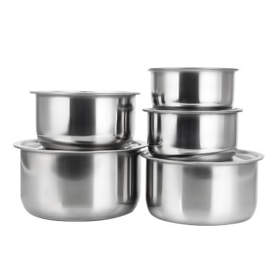 China 410 Stainless Steel Ware Sustainable Stock Pot 5 Pcs Storage Jar Multigrain Tank Kitchen Tools Cooking Box With Lids OEM/ODM Customized Logo for sale